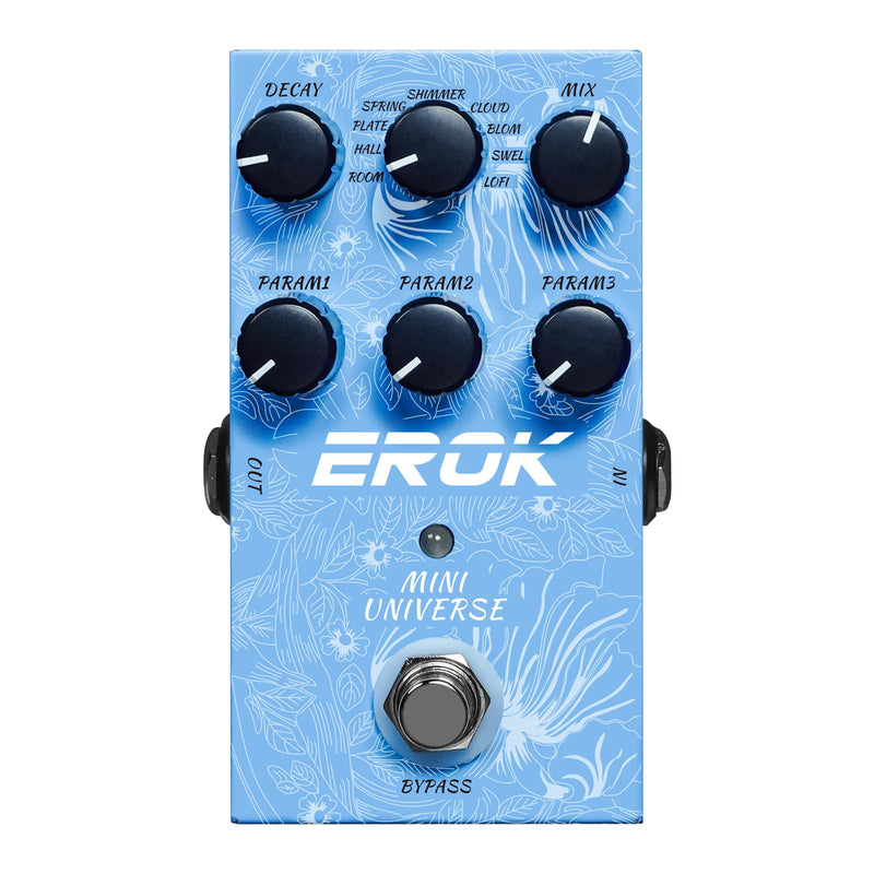 EROK Reverb Pedal – 9 Reverb Effects (Room, Hall, Plate, Spring, Shimmer, Cloud, Bloom, Swell, LoFi) for Electric Guitar, Bass & Piano