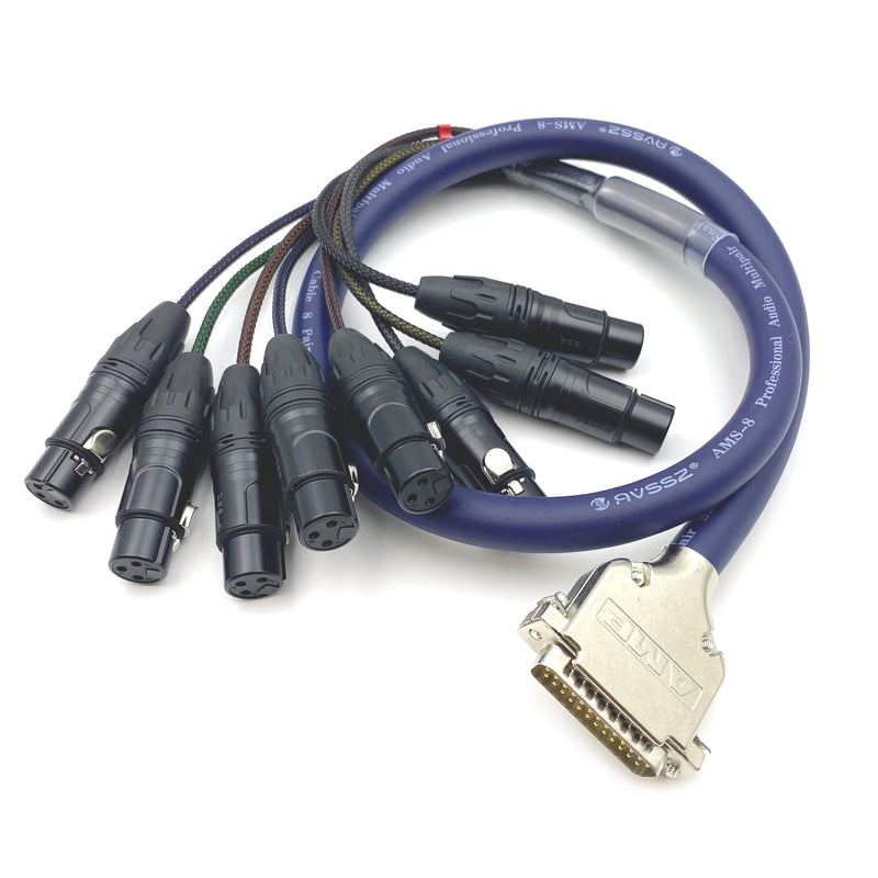 6.56ft DB25 to XLR Female Snake Cable, DB25 Male to 8 Channel XLR 3Pin Female Balanced Snake Cable D-Sub SnakeCable Patch Bay Interface Modular Wire 2Meter 6.56ft