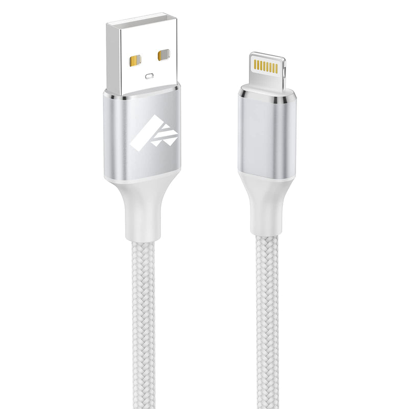 [AUSTRALIA] - iPhone Charger [Apple MFi Certified] 6FT iPhone Charger Cord Fast Charging USB to Lightning Cable Braided USB iPhone Cable Cord Compatible with iPhone 14 13 12 11 Pro Max XR XS X 8 7 6 Plus SE, iPad iPhone Charger 6FT White 