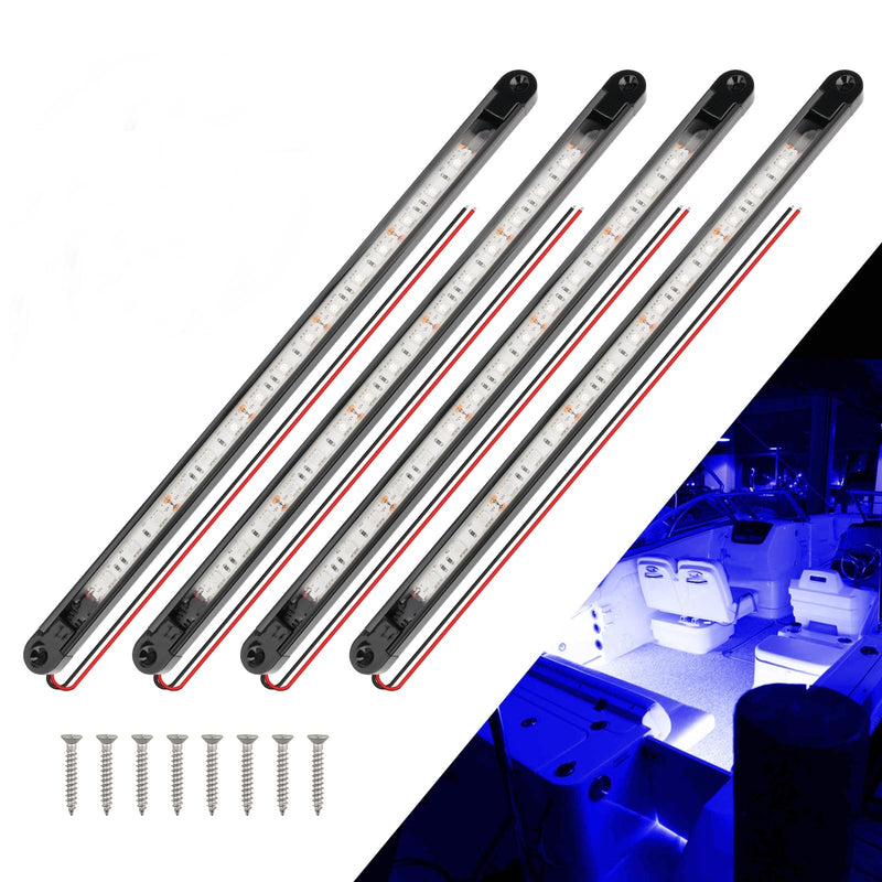 Boat Interior Lights Blue,Waterproof Led Boat Lighting, Marine Led Strip Lights, Super Bright Marine Lighting for Night Fishing Courtesy Lights for Pontoon Kayak Yacht Sailboat (Blue 4PCS)