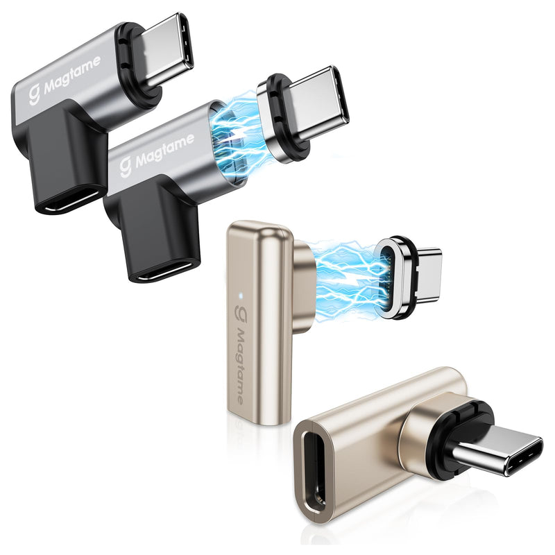 24Pin Magnetic USB C Right Angle Adapter 4Pack: 40Gb/s Data Transfer, 240W PD Fast Charging, 4K Video Support, Compatible with Most USB-C Devices