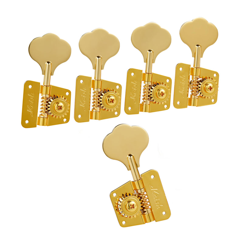 Vintage 70s Cloverleaf 5 String Bass Tuners 5 String Bass Tuning Machine Heads Bass Tuning Keys for JB Jazz Bass/PB Precision Bass Gold 4R1L 5 String 4R1L