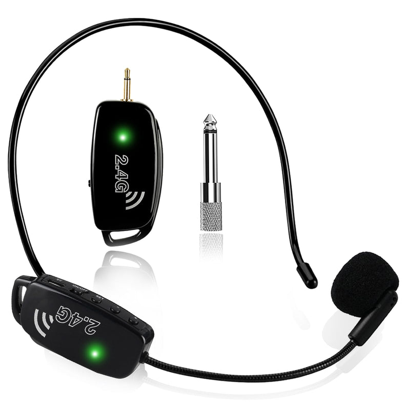 [AUSTRALIA] - Wireless Microphone Headset MIC Cordless: 2.4G Wireless Head MIC and Handheld Mic 2 in 1-160 FT Range with 1/8''&1/4'' Plug for PA System,Voice Amplifier, Fitness Trainer, Teacher, Singing Black1 
