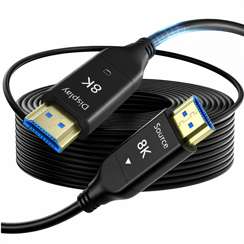 8K HDMI Fiber Optic Cable Long 2.1 164FT/50M, Unidirectional 48Gbps High Speed Optical HDMI Cord 8K@60Hz 4K@120Hz eARC HDR10 HDCP 2.2/2.3 for TV/Projector/PS5/Xbox/Soundbar