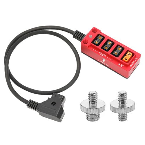 12V Metal Regulated Surge Protection P-Tap D-Tap Splitter for ARRI|RED|Sony|Teradek |Smallhd|DJI|TILTA |SmallRig|V-Mount|Gold-Mount, 4 * 1/4"-20 Screw Threads- 17.7 inches(Red)