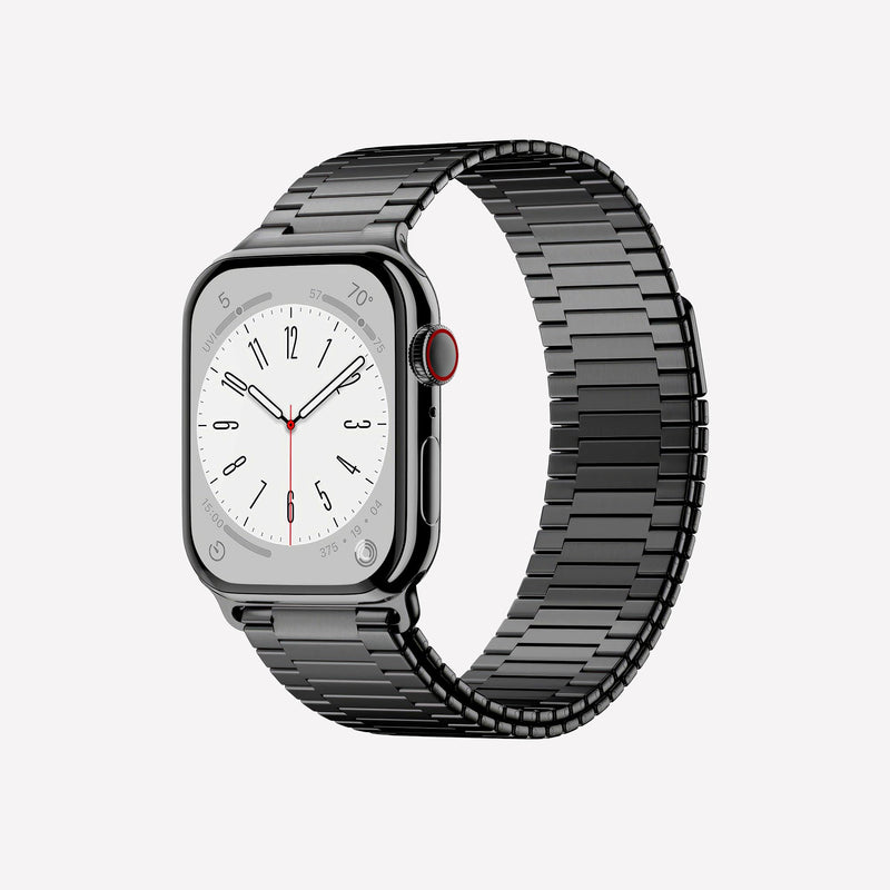 ZTAR Watch Strap Band for Apple Watch Ultra iWatch 2/1 Series 9/8/7/6/5/4/3/2/1/SE 49MM/45MM/44MM/42MM Stainless Steel Magnetic Adjustment Strap Wristbands Replacement Men Women - METALLIC TOUCH BLACK