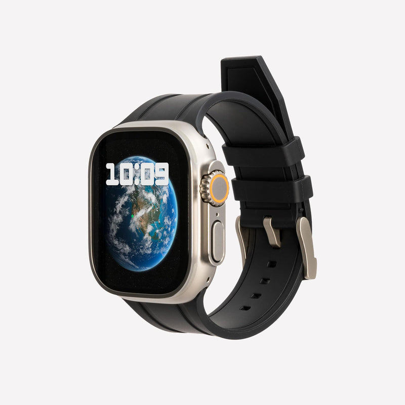 ZTAR Watch Strap Band for Apple Watch Ultra iWatch 2/1 Series 9/8/7/6/5/4/3/2/1/SE 49MM/45MM/44MM/42MM Premium FKM Rubber Dust Free Sport Durability Resilience Waterproof Strap Wristbands Replacement Men Women - PALADIN BLACK