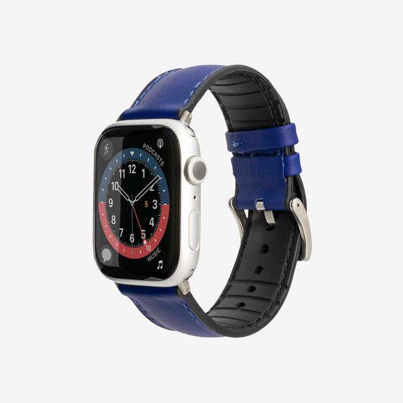 ZTAR Watch Strap Band for Apple Watch Ultra iWatch 2/1 Series 9/8/7/6/5/4/3/2/1/SE 49MM/45MM/44MM/42MM Premium Leather Silicone back Waterproof Strap Wristbands Replacement Men Women - HYDRO LUX NAVY BLUE