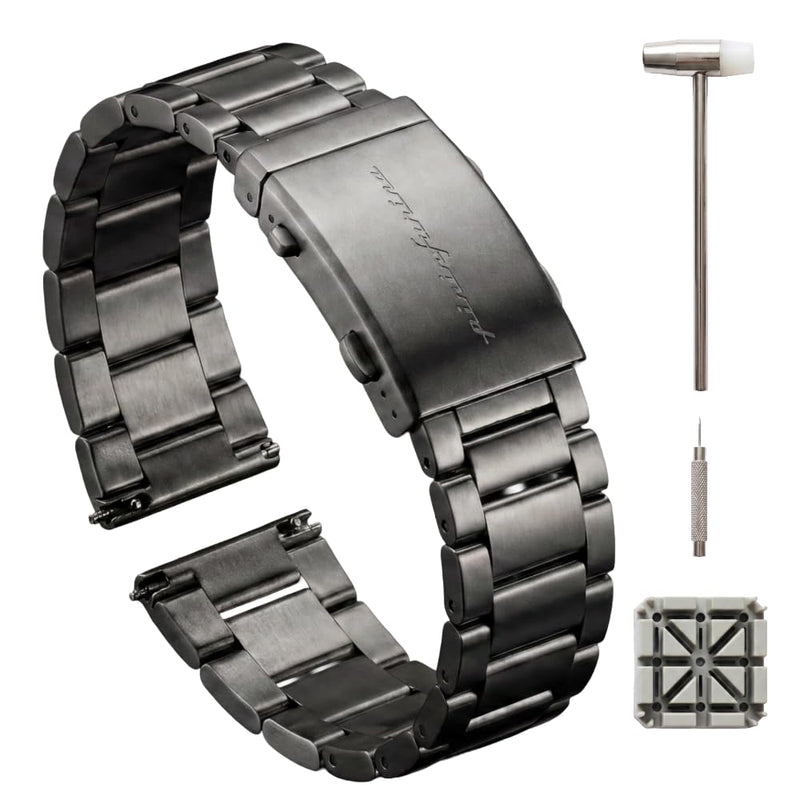 pininfarina 22mm Metal Watch Band – 316L Stainless Steel Watch Strap with Quick Release – Universal Black Metal Watch Band for Men & Women, Hybrid Smartwatch Compatible Light Grey