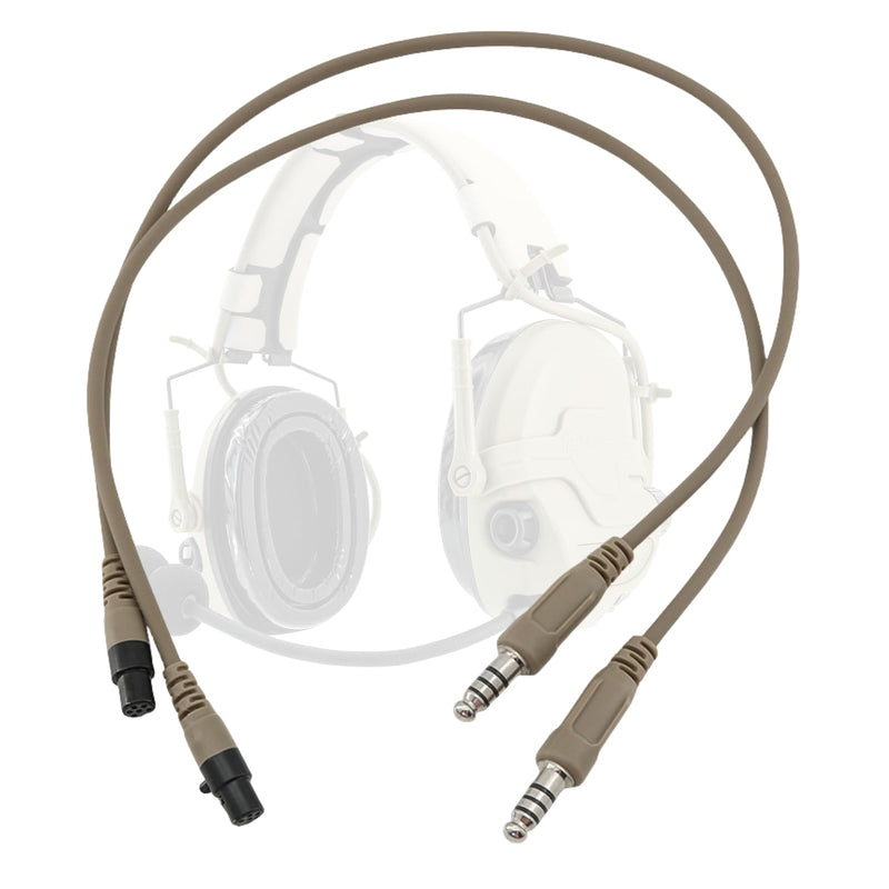 HEARFALCOM Tactical Headset Accessory Dual Channel Cable Wire Adapter Compatible with TAC700 Headset (Dual Pass Cable DE) Dual pass cable DE