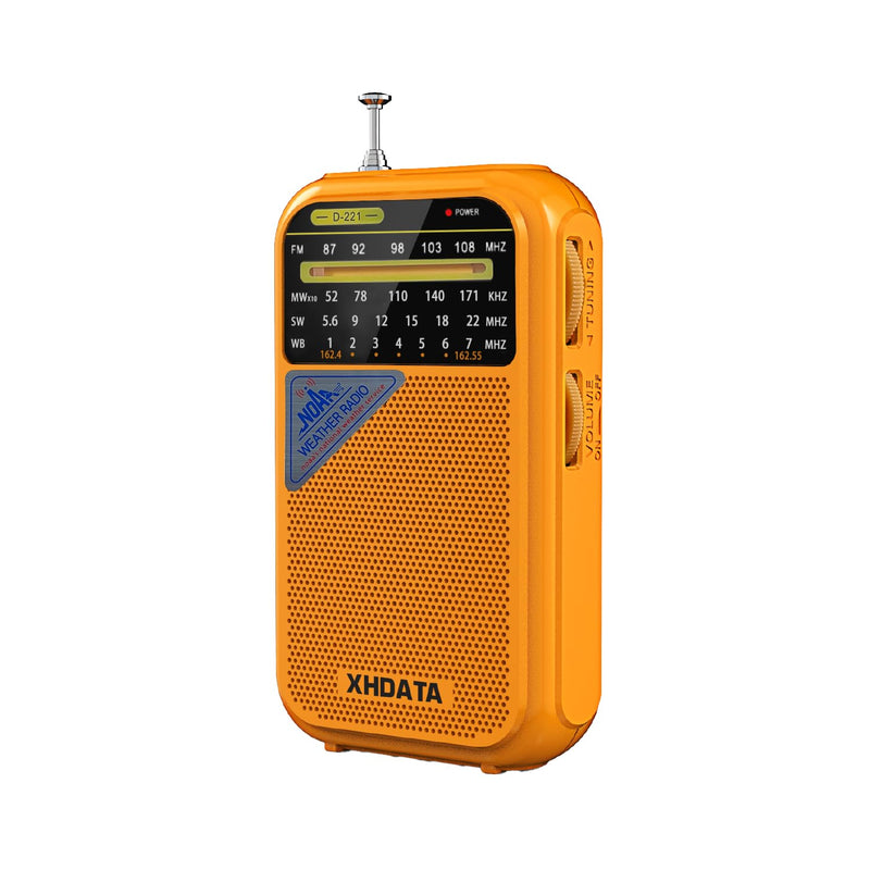 [AUSTRALIA] - D221 NOAA Weather Radio Portable AM FM Shortwave Radio Receiver, 2 AA Battery Operated, Transistor Radio with Excellent Reception for Emergency, Hurricane, Gift, Walking and Home (Orange) Orange 