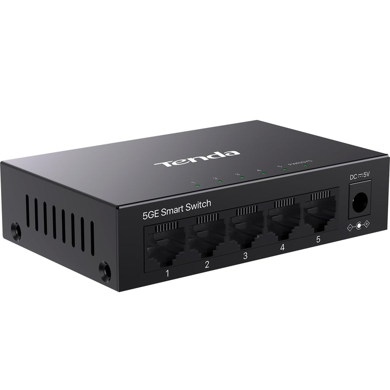 Tenda TEG205E, 5 Port Managed Gigabit Switch, Easy Smart Managed, Base-T Ports, Desktop/Wall-Mount, VLAN/IGMP/LAG/QoS, 10Gbps Switching Capacity, Fanless Metal Design