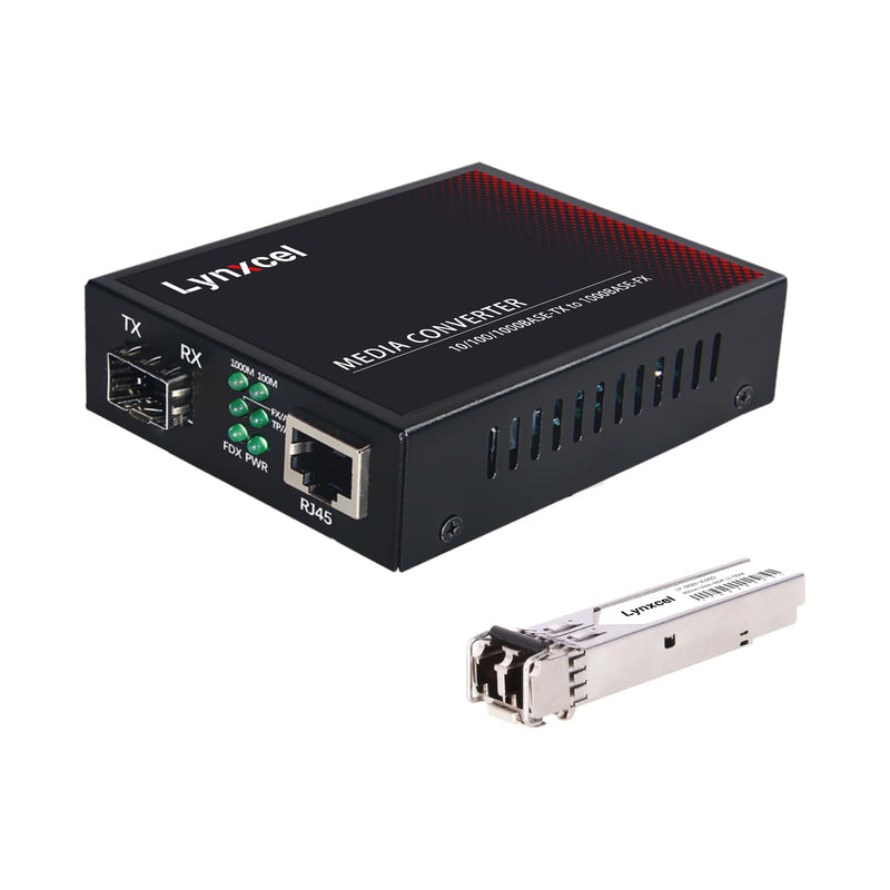 Gigabit Fiber Ethernet Media Converter, Multimode Dual LC Converter | Fiber SFP to RJ45 Converter, for 10/100/1000Base-TX to 1000Base-SX with SFP Transceiver, MMF 850nm, up to 550m, 1 Pack Gigabit Multimode LC 550m (1Pack)