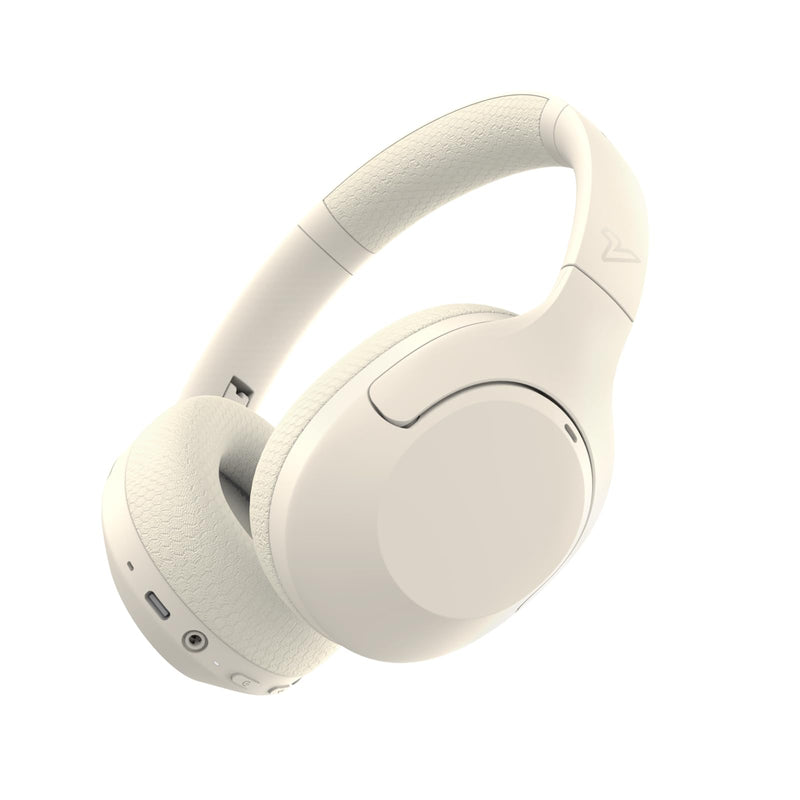 VOKALEN Hyper Pro Adaptive Active Noise Cancelling Headphones, Wireless Bluetooth Over Ear Headphones with mic, 60H Playtime, Comfort Fit Mesh Ear Cushions, Deep Bass Hi-Res Audio (Pro, Ivory White)