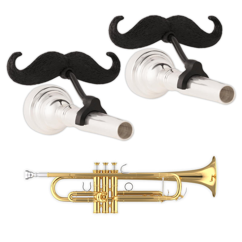 Brasstache 2.0 for Kids - (2-pack) Clip-on Mustache for Brass Players, Original Mustache Size (Trumpet) Trumpet