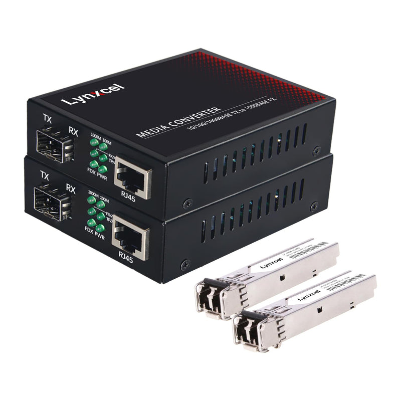 Gigabit Multimode LC Fiber Media Converter, SFP to RJ45 Converter | 10/100/1000Base-TX to 1000Base-SX SFP to RJ45 Converter with 1.25Gbps Dual LC Modules, MMF 850nm, up to 550m, 2 Pack Gigabit Multimode LC 550m (2Pack)