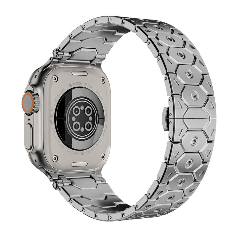 Metal Band Compatible with Apple Watch Band for Men 49mm 45mm 44mm 42mm 41mm 40mm 38mm, Octagonal Structure Titan Stainless Steel Strap for iWatch Bands Ultra 2, SE, Series 9 8 7 6 5 4 3 2 1 38/40/41/42mm Silver