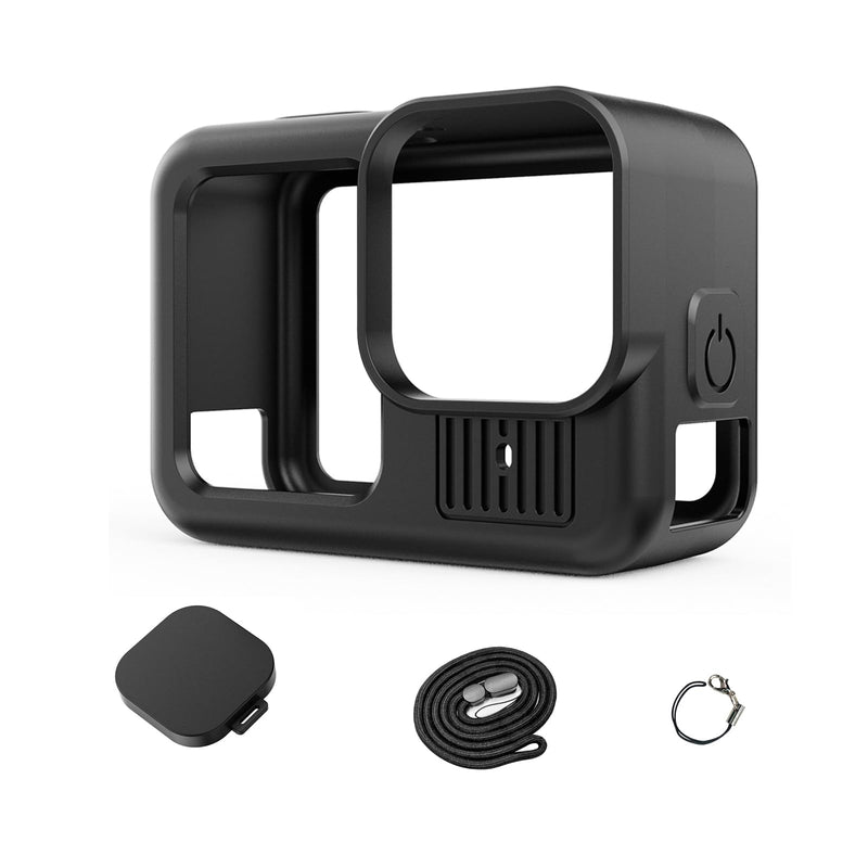 Silicone Case Suitable for GoPro Hero 13 Black, Silicone Rubber Soft Case Protector Cover with Lens Cover Cap Lanyard Accessories Bundle Kit for Hero 13 Black Action Camera (Black)