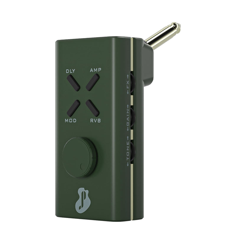 Guitar Headphone Amp, Mini Guitar Headphone Amplifier USB Rechargable Plug-in Portable Pocket Guitar Amplifier with 24 Multi-Effects Clean Overdrive Distortion Modulation Delay and Reverb Green