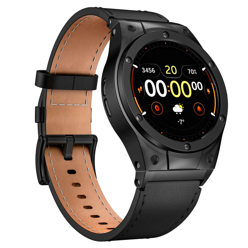 MioHHR Leather Bands with Stainless Steel Case for Google Pixel Watch 45mm | 41mm Metal Cover and Genuine Leather Strap Compatible with Pixel Watch 3/2/1 for Men Women,Comfort,Durability Black 45mm for Google Pixel Watch 3