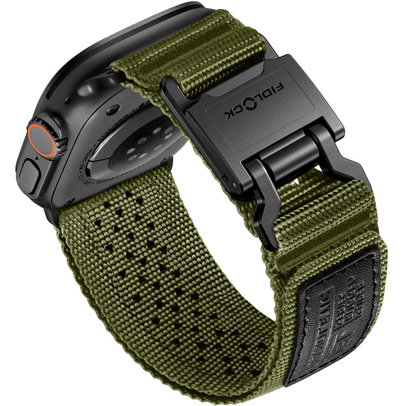 Bandletic Nylon Band Compatible with Apple Watch Ultra 3 2 49mm for Men | Tactical Straps with Magnetic FIDLOCK Hook Buckle for iWatch Series 11/10 46mm, 9/8/7 45mm, SE3/SE2/SE/6/5/4 44mm, 3/2/1 42mm Army Green L 49/46/45/44/42mm(series 3 2 1)