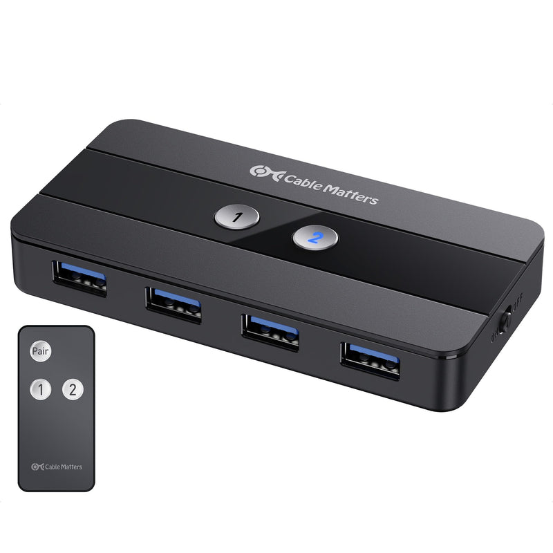 Cable Matters Dual 4K 60Hz USB C KVM Switch, 2 Computers, 2 Monitors | RF Remote, HDMI, DisplayPort, 4x USB 3.0, Not for Desktop PCs/Chromebooks, No Charging, No EDID