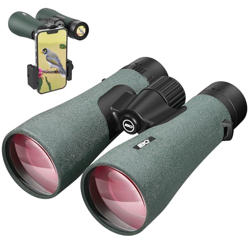 12x50 UHD Binoculars for Adults High Powered with Upgraded Phone Adapter - Large View, Lightweight, IPX7 Waterproof, BAK4 Prism - Binoculars for Hunting Bird Watching Cruise Green