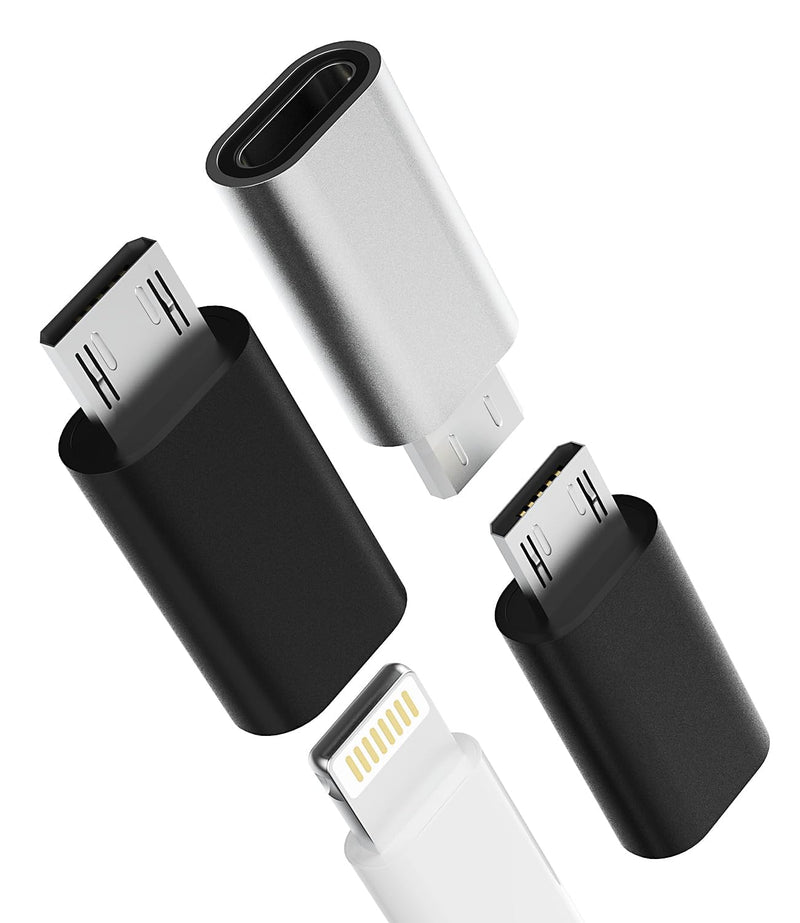 Lightning Female to Micro USB Male Charging Adapter 3 Pack for Apple Android Cable Mobile Phone Micro USB Connector for iPhone Compatible with Samsung Galaxy S6 Edge+ S7 Active