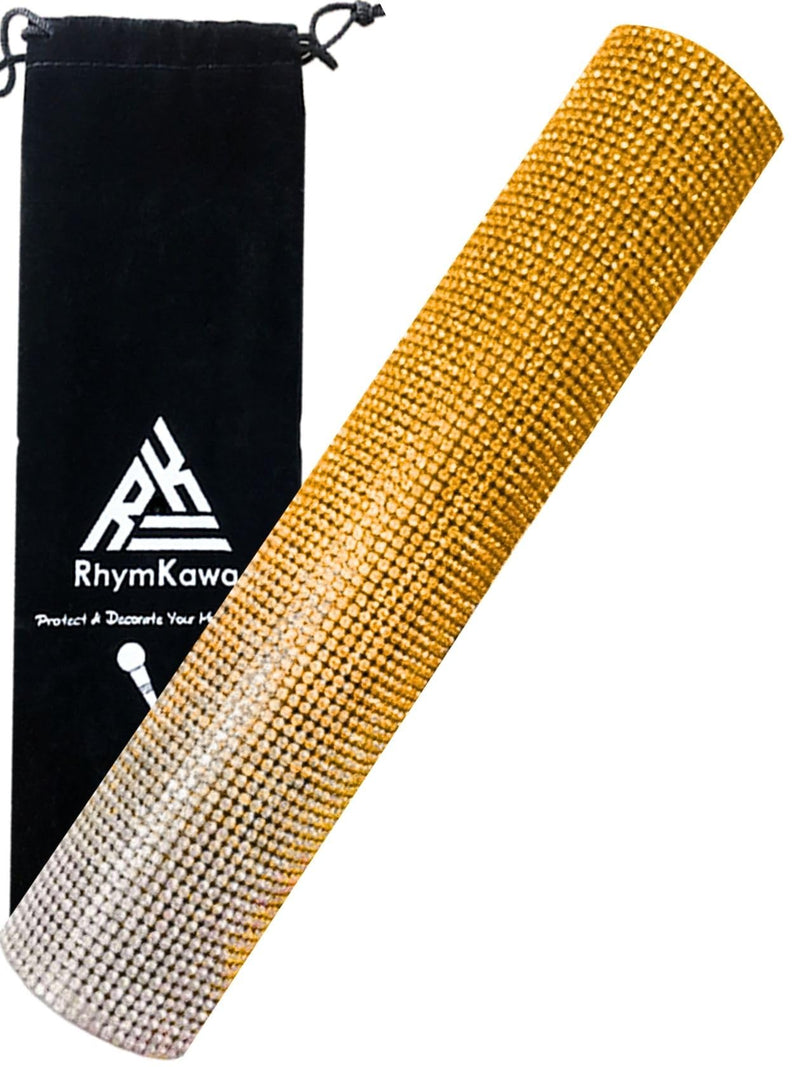 Wireless Microphone Sleeve for Shuer SM58, Beta 58A Gradient Rhinestones Mic Covers Replacement (Gold) Gold