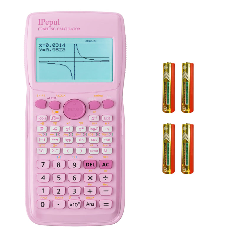 Pink Scientific Calculators with Graphing Functions, IPepul 10 Modes Math Calculator for High School and College Students, Teachers, Office, Algebra, Geometry, Statistics, Pink School Supplies