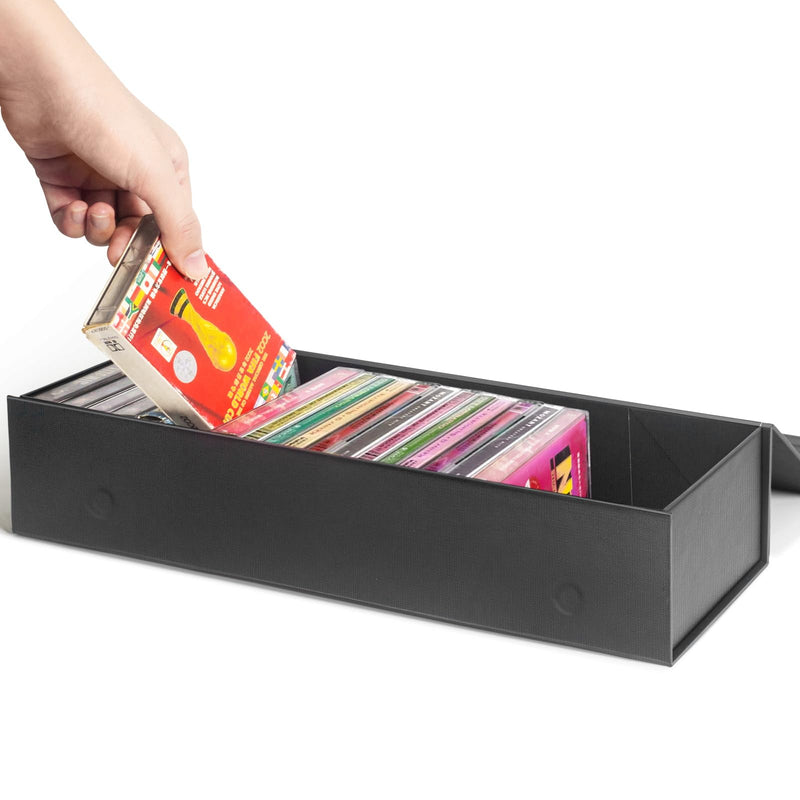 tutata Cassette Tape Storage Box, Cassette Tape Holder 14.25 x 4.5 x 3 Inch, Store Up to 20 Cassette Cases – 1 Pack