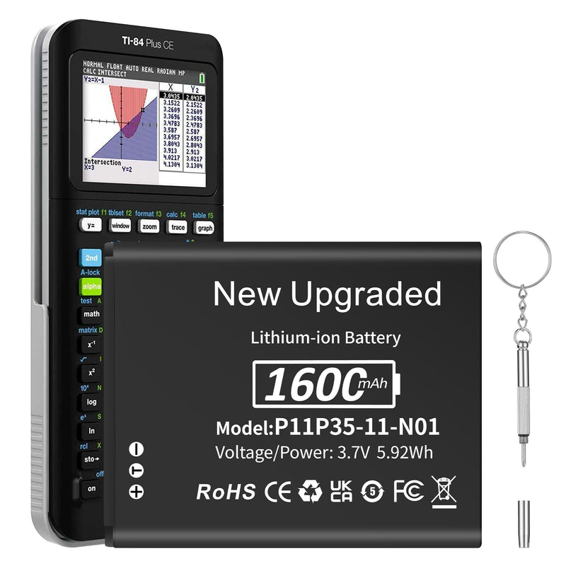 [AUSTRALIA] - 1600mAh 3.7V TI-84 Plus CE Battery, 2025 New Upgraded Lithium-ion Battery Replacement for Texas Instruments TI-84 Plus CE TI Nspire CX II - TI Nspire CX II CAS - Part No P11P35-11-N01, with Tools 