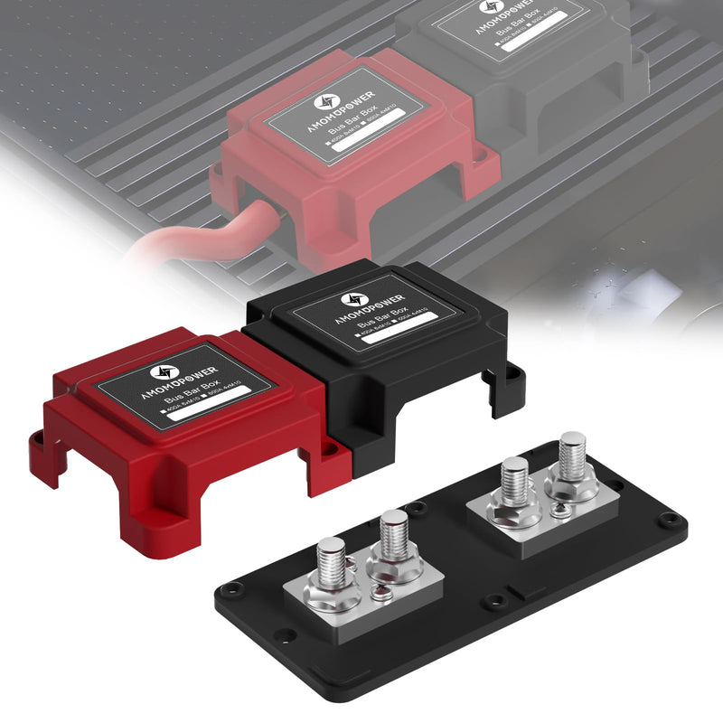 600A Bus Bar 12V Waterproof Power Distribution Block with 4 x M10(3/8") Terminal Studs Heavy Duty Marine Bus Bar Module Design for Automotive RV Car Marine Truck Boat 600A