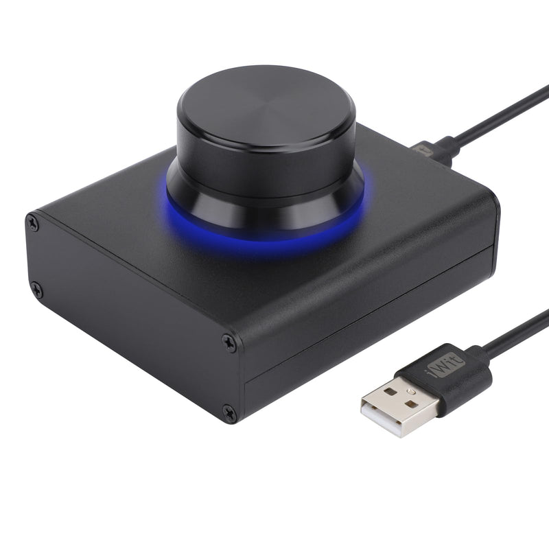 DROK USB Volume Knob, Big PC Computer Speaker Volume Control Audio External USB Volume Control Knob with 1-Key Mute Function Support Win7 8 10 XP Mac Vista Android, Black Large/Programmable