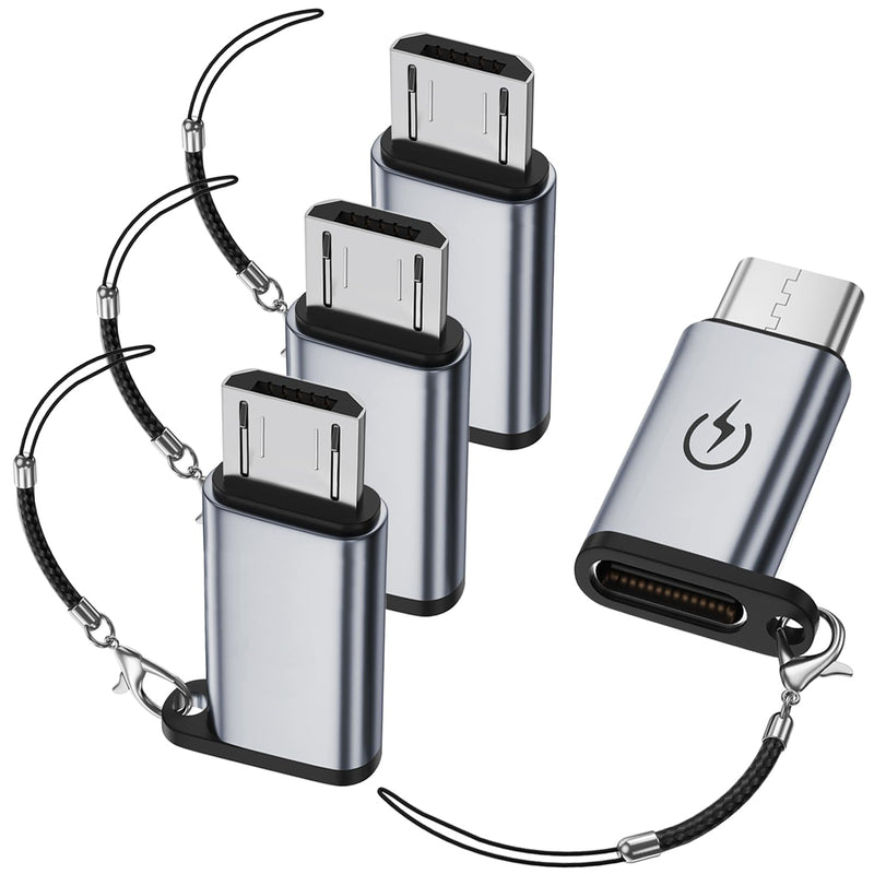 [AUSTRALIA] - USB C to Micro USB Adapter (4 Pack), USB Type C Female to Micro USB Male Converter Compatible with Samsung Galaxy S6/S7 Edge, LG Nexus 4/5/6 and More Micro USB Devices (Grey) 