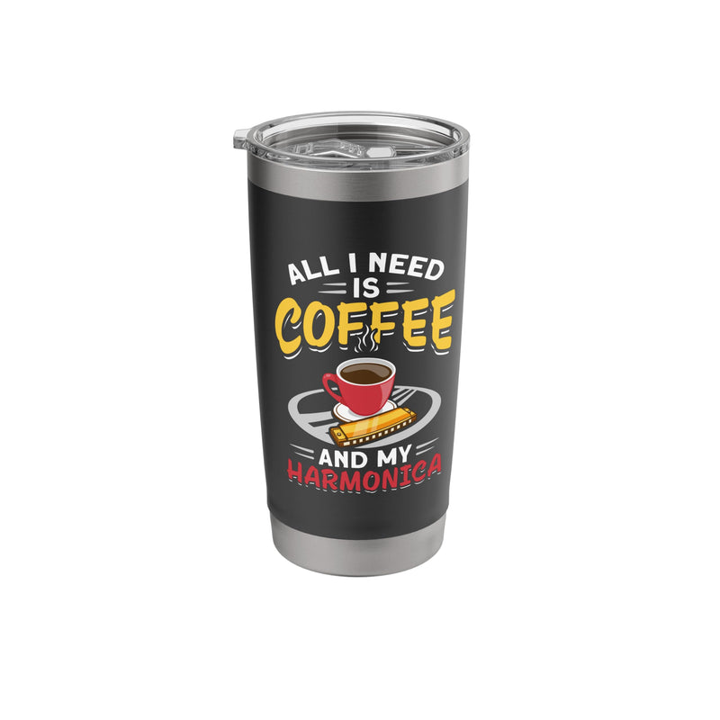 [AUSTRALIA] - Music Instrument Mouth Organ Coffee And My Harmonica Stainless Steel Insulated Tumbler 20 Ounces Black 