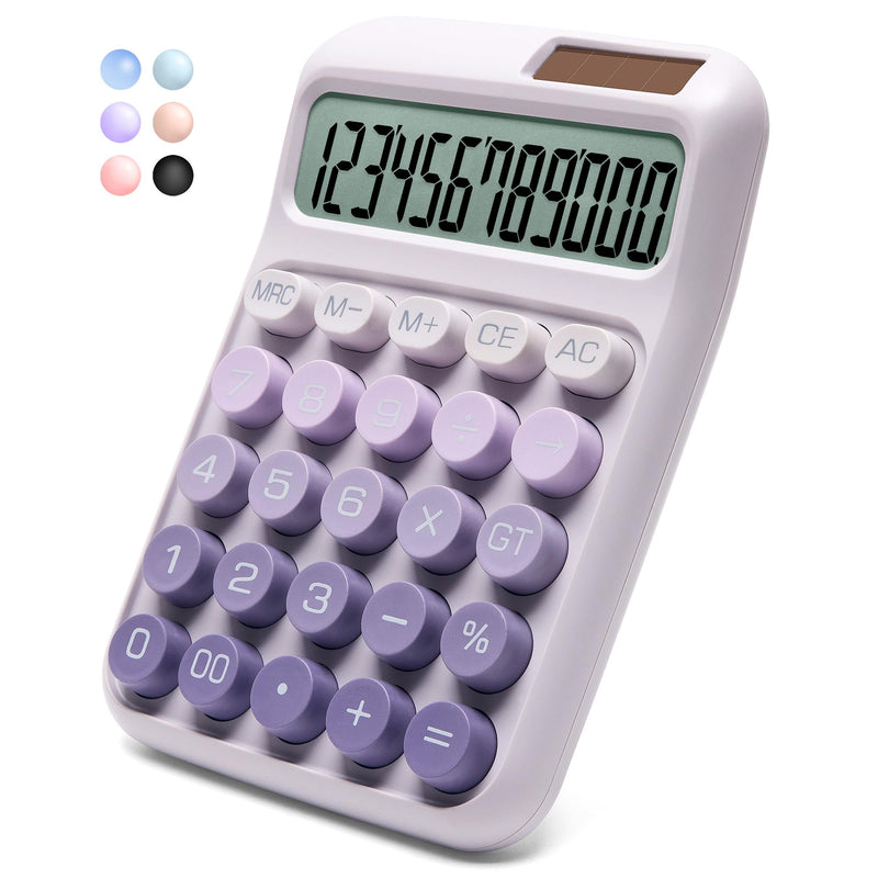 Desk Calculator,12 Digits, Large LCD Display,Big Buttons,Solar and Battery Dual Power Desktop Calculators,Cute and Aesthetic,Suitable for Office and Study (Ombre Purple, M) Ombre Purple