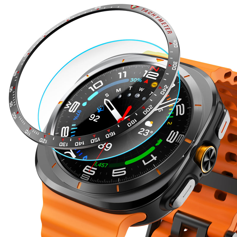 Samsung Galaxy Watch Ultra Bezel Cover and Samsung Galaxy Watch Ultra Titanium Band, Comes with Screen Protector (Black 47mm)