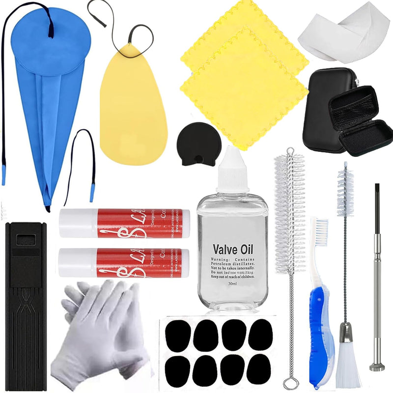 Clarinet Cleaning Kit, Saxophone Cleaning Kit,Clarinet Accessories,Mouthpiece Brush,Dust Brush,Cleaning Cloth,Clarinet Reeds Swabs,Finger Rest,Cork Grease,Pads Absorbent Cloth,Cleaning Care Kit