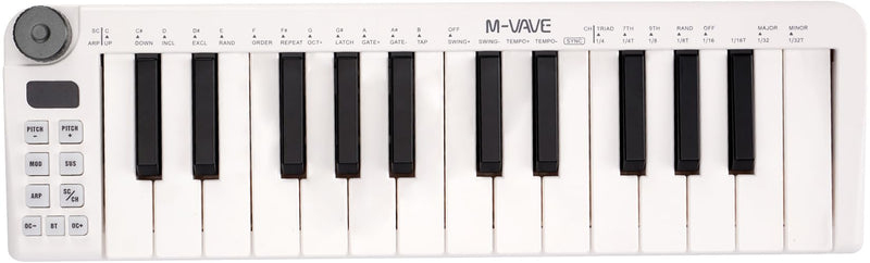 M-VAVE 25 Keys Mini Keyboard – Professional Beat Maker and Keytar for Keyboard Music Production Builtin Battery Wireless Connect White Mini no PADS