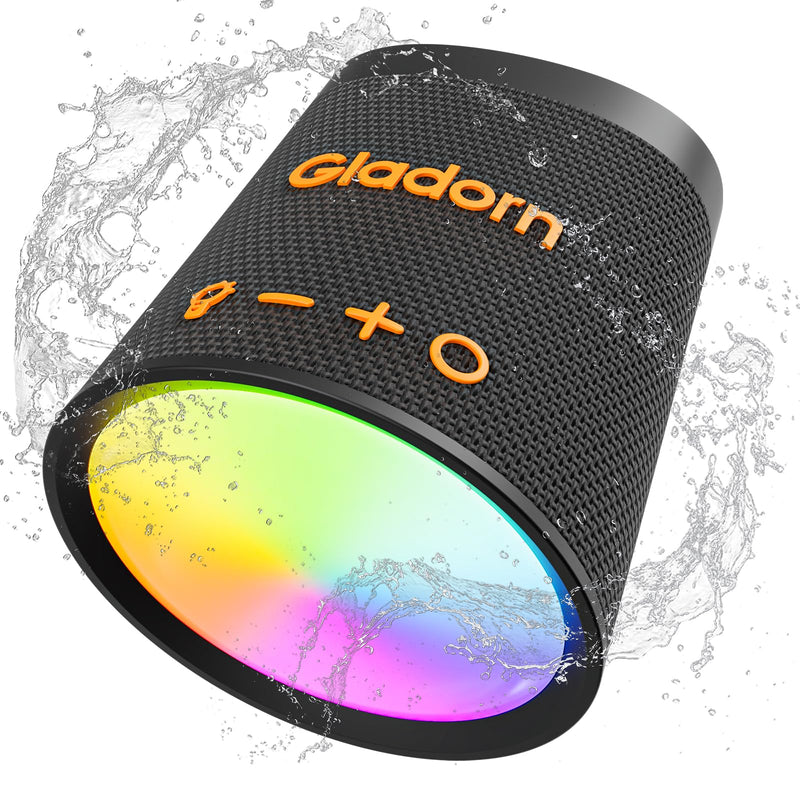 [AUSTRALIA] - Portable Bluetooth Speaker Wireless with 9 Color Lights, 20H Playtime, Stereo Pairing, Deep Bass, IPX6 Waterproof, Bluetooth 5.3, Small Speaker for Home, Party, Outdoor, Camping, Beach, Gift Black 