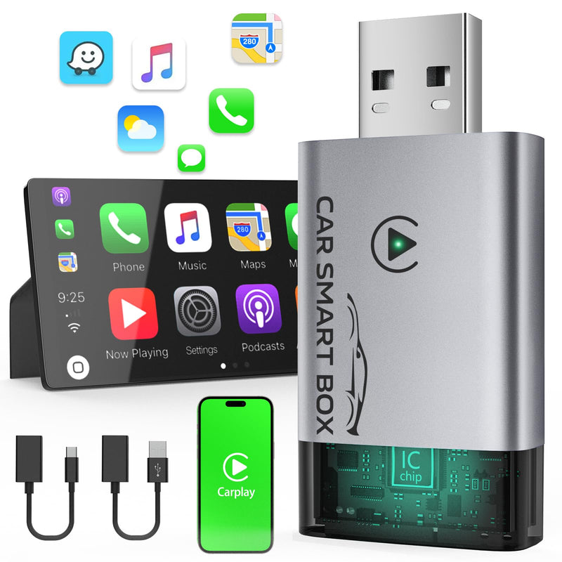 Wireless Carplay Adapter for Apple, 2024 Upgrade Bluetooth Carplay Convert Wired to Wireless, Carplay Wireless Adapter for iPhone Apple Dongle iOS10+, Carpaly for Cars Keeps Fastest Stable in 2016+Car Mini