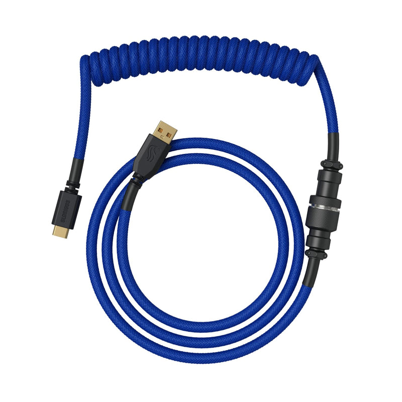 GLORIOUS Coiled USB-C Keyboard Cable – Thick, Artisan Braided, Detachable for Mechanical Keyboards (Cobalt Blue) Cobalt Blue