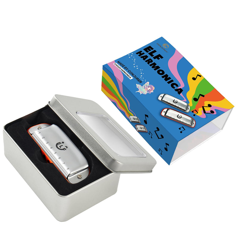 [AUSTRALIA] - CONJURER 8 Hole Blues Harmonica for Students Adult, C Key Diatonic Harmonica Mouth Organ for Beginners Professionals, with Exquisite Case, Musical Instrument, as a Gift, Orange 