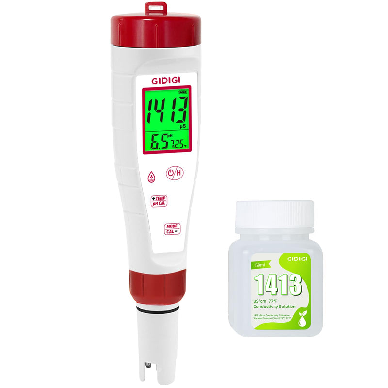[AUSTRALIA] - pH Meter for Hydroponic Water,Digital EC ppm Tester for Nutrients,pH TDS Reader 4 in 1 with 1413 μs/cm Calibration Solution,High-Sensitivity Backlit Display for Drinking Water,DWC,Indoor Plants 4 in 1 pH Meter with Calibration Solution 