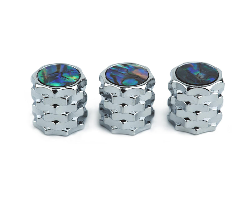 [AUSTRALIA] - Guyker Guitar Bass Potentiometer Control Knobs with 6.3mm Dia. Shaft Pots - 3PCS Brass Dome Speed Tone Volume Switch Knob with Abalone Top Replacement Part, CKB028 Chrome Chrome, 3 Piece 