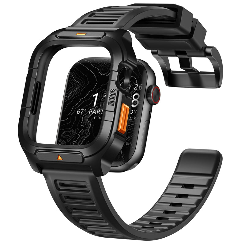 Bandletic Tactical Metal Case with Band Compatible with Apple Watch 44mm | Rugged Military-Grade Protective Bumper Cover with Soft Silicone Strap for iWatch SE3 SE2 SE 6 5 4 44mm 44mm Series SE/6/5/4