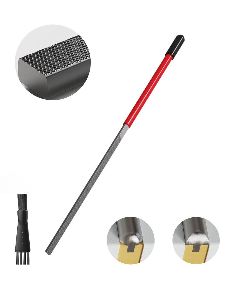 Fret End File, Fix Sharp Fret End Dressing File, Double-Side Guitar Fret Files for Rounding, Shaping, and Deburring, Works on All Frets, with Clean Brush