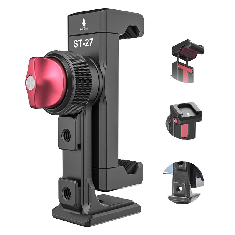 [AUSTRALIA] - ULANZI ST-27 Metal Phone Tripod Mount, 360° Phone Holder for Tripod w 3 Cold Shoes & Arca Port, Versatile Smartphone Adapter for iPhone 17 16 15, Desktop Tripods, and Live Streaming/Vlogging Setup 