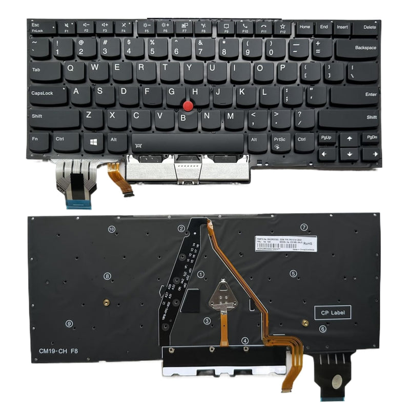 Laptop Replacement US Layout with Backlit Keyboard for Lenovo ThinkPad X1 Carbon Gen 7th 2019 X1 Carbon Gen 8th 2020 Type 20QD 20QE 20R1 20R2 X1 Yoga Gen 4 2019 & X1 Yoga Gen 5 2020 CS19BL-84US